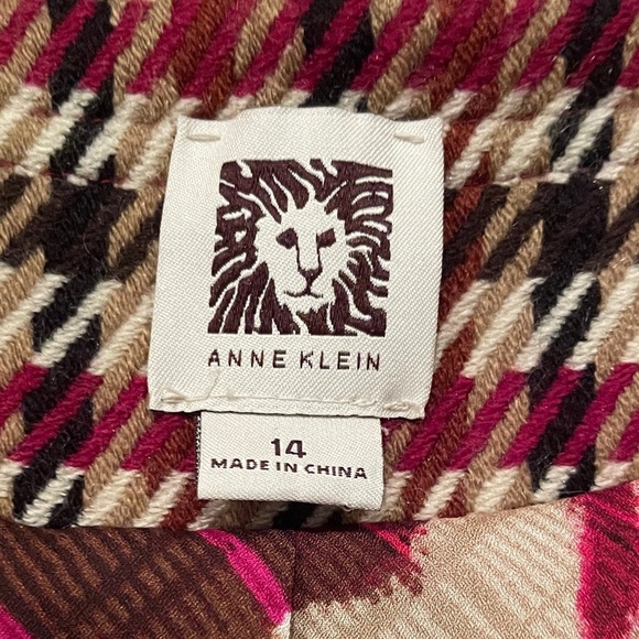 Anne Klein Fall Houndstooth Satin lined fringe trim Blazer Old Money Career 14 - Picture 5 of 10